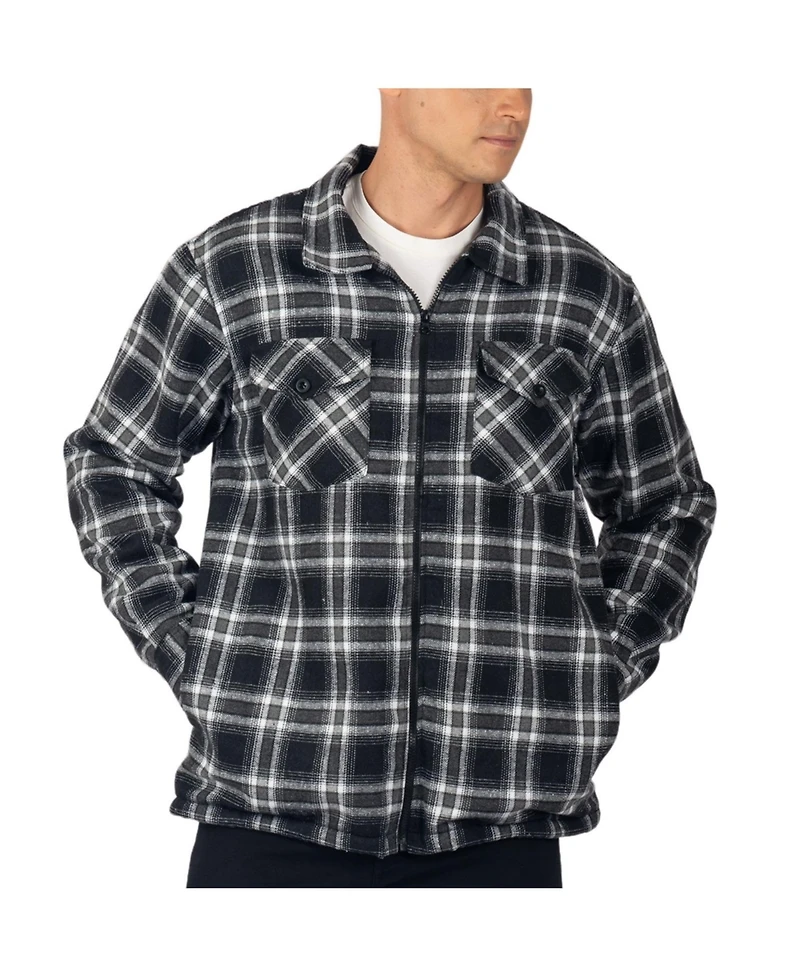 Alpine Swiss Men's Felix Fleece Lined Flannel Shirt Heavyweight Zip-Up Plaid Shacket Overshirt