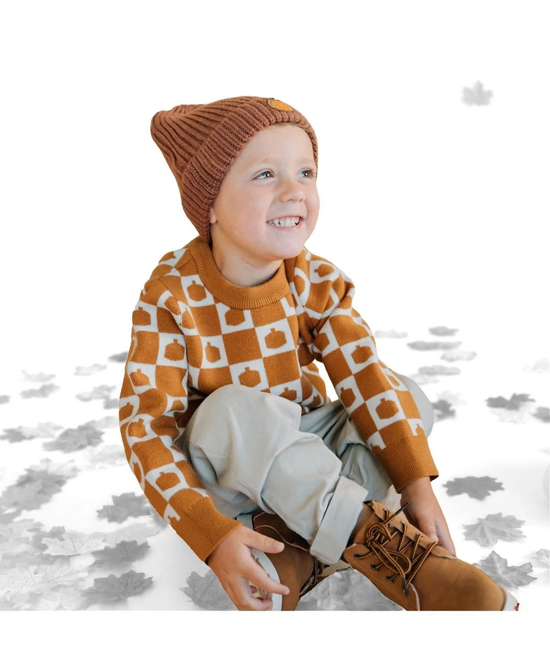 Sweet Wink Little Boys Pumpkin Checkers Sweater
