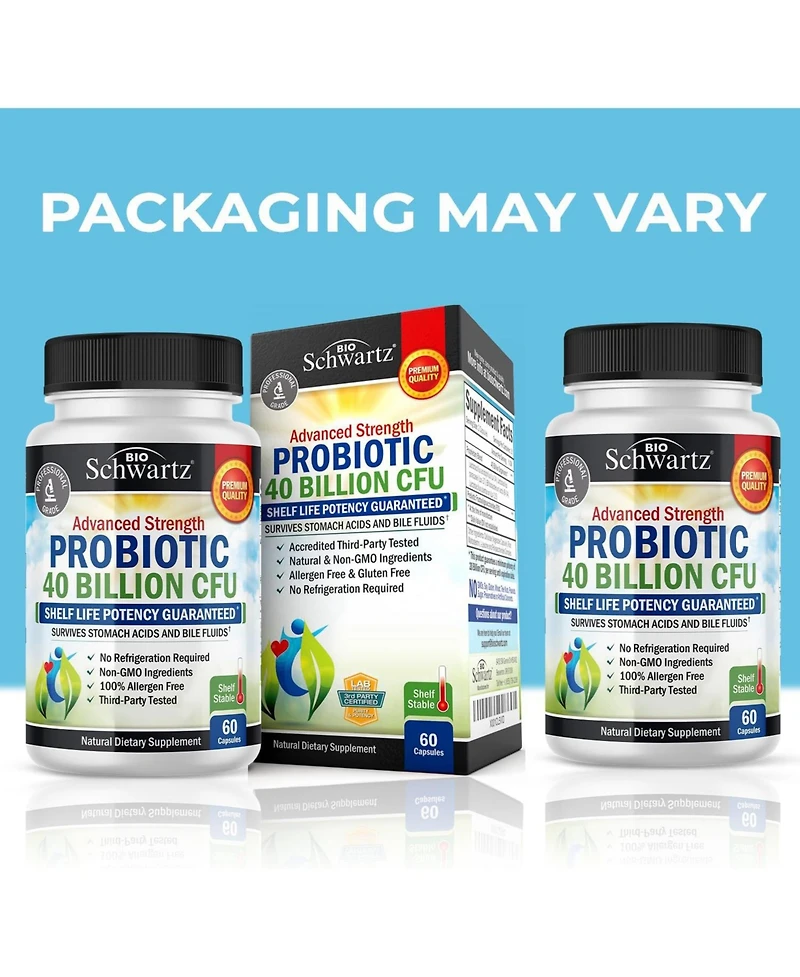 BioSchwartz Daily Probiotic Supplement with 40 Billion Cfu, Astragalus and Lactobacillus, 60 Capsules