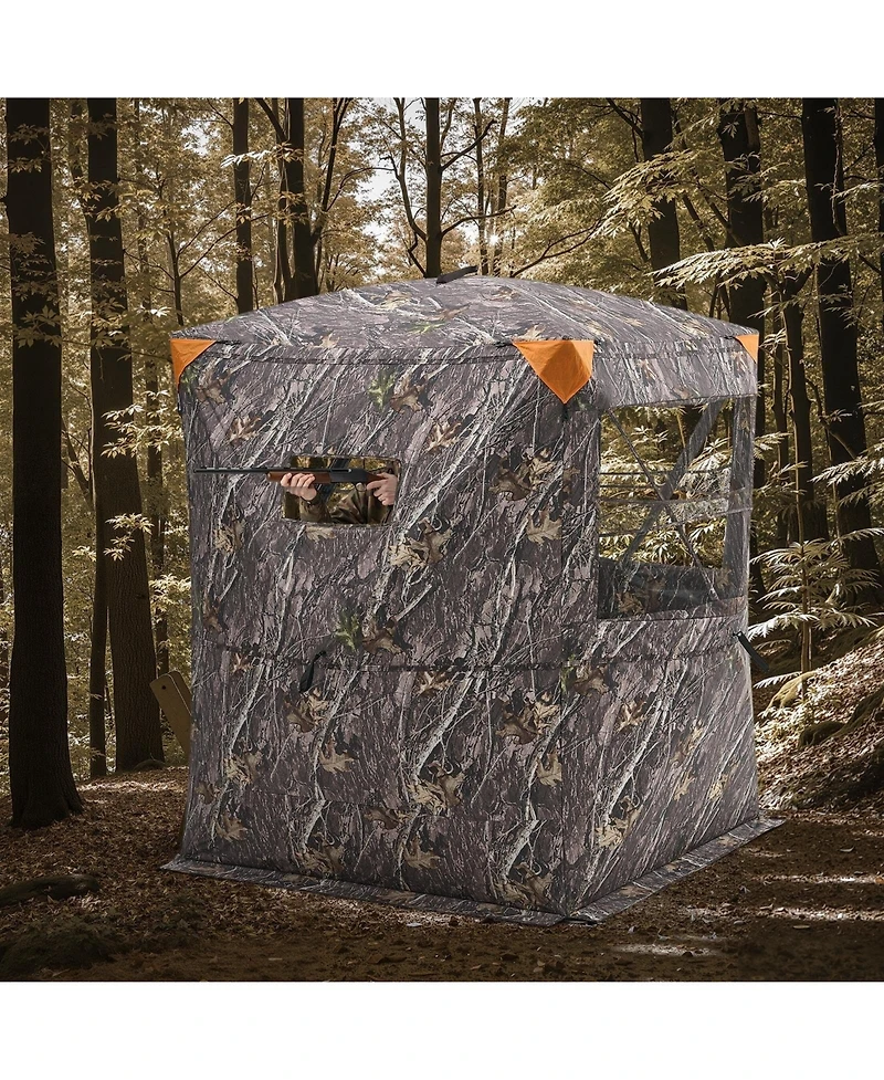 Sugift 2-3 Person Thermal Hunting Blind with Tri-Leg Chair Carrying Bag Silent Zipper Door and Window