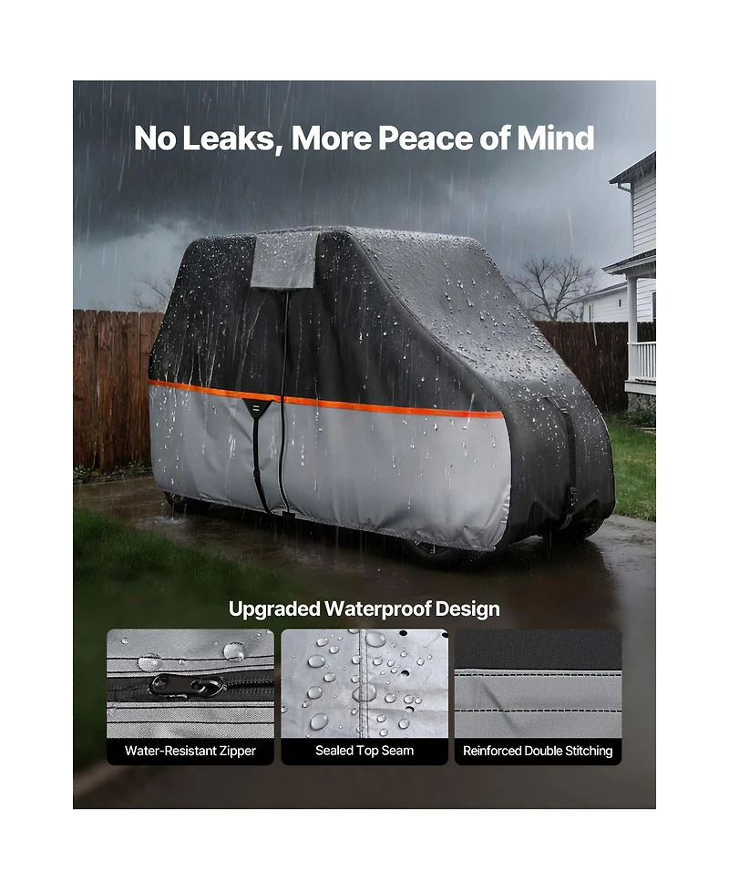 Sugift 420D Waterproof Golf Cart Cover for 2 Plus 2/4 Passenger Carts