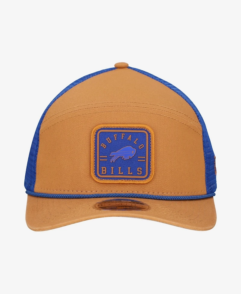 New Era Men's Brown/Royal Buffalo Bills Team Patch Split Panel 9SEVENTY Adjustable Trucker Hat