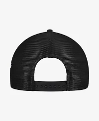 New Era Men's Black Texas Rangers Side Script 9FORTY A-Frame Trucker Adjustable Hat