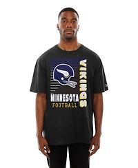 New Era Men's Black Minnesota Vikings Retro Logo Enzyme Washed Oversized T-Shirt