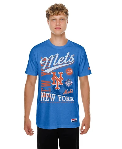 New Era Men's Royal York Mets Oversized Throwback Distressed T-Shirt