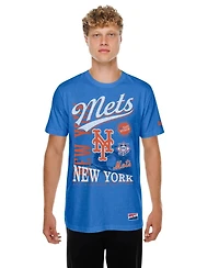 New Era Men's Royal York Mets Oversized Throwback Distressed T-Shirt