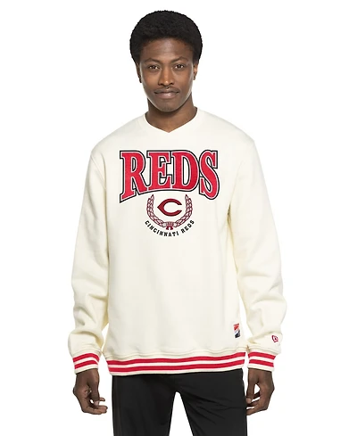 New Era Men's White Cincinnati Reds Throwback Sweatshirt