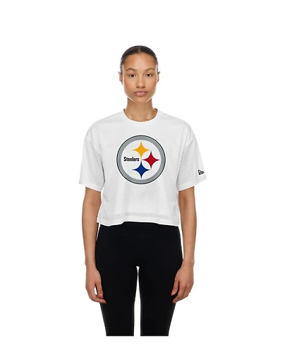 New Era Women's Pittsburgh Steelers Mesh Cropped Boxy T-Shirt