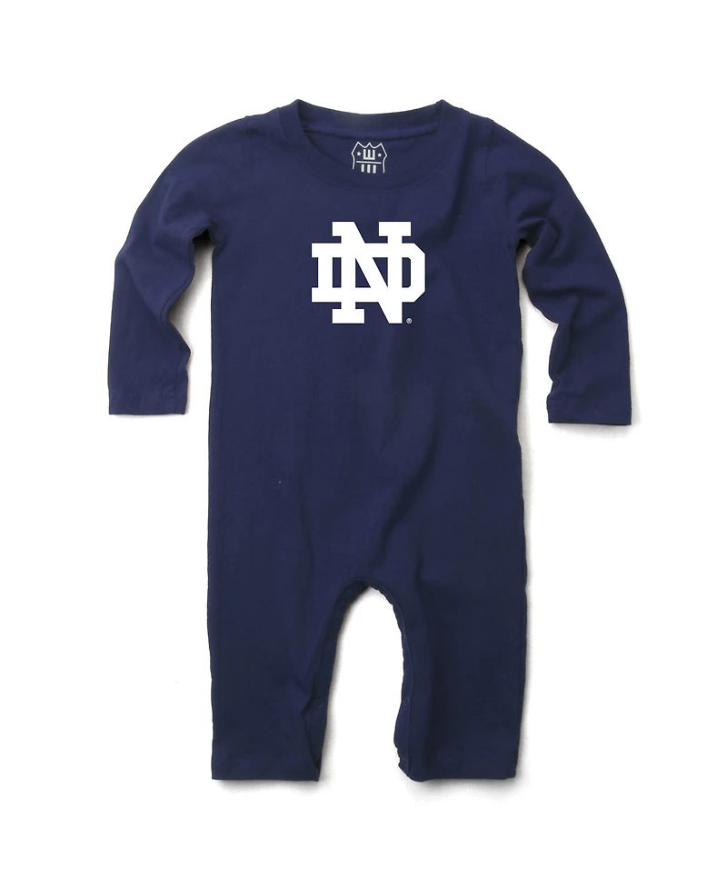 Wes & Willy Baby Boys and Girls Navy Notre Dame Fighting Irish Long Sleeve Romper