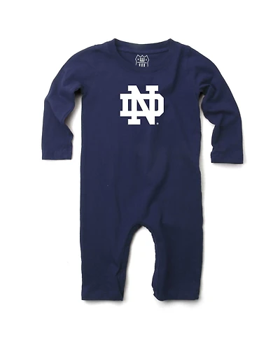Wes & Willy Baby Boys and Girls Navy Notre Dame Fighting Irish Long Sleeve Romper