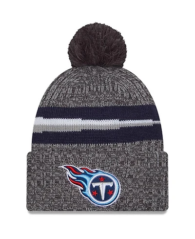 New Era Men's Gray Tennessee Titans 2023 Sideline Sport Cuffed Pom Knit Hat