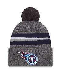 New Era Men's Gray Tennessee Titans 2023 Sideline Sport Cuffed Pom Knit Hat