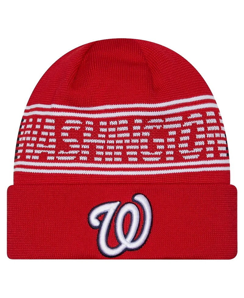 New Era Men's Red Washington Nationals Authentic Collection Cuffed Knit Hat