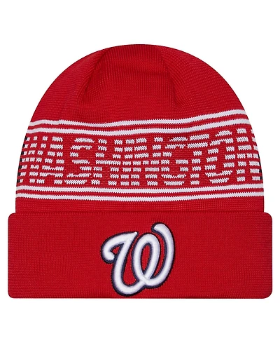 New Era Men's Red Washington Nationals Authentic Collection Cuffed Knit Hat