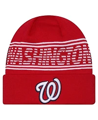 New Era Men's Red Washington Nationals Authentic Collection Cuffed Knit Hat