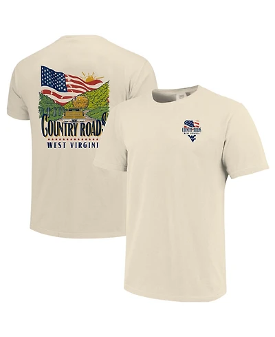 Image One Men's Cream West Virginia Mountaineers Country Roads Americana Comfort Colors T-Shirt