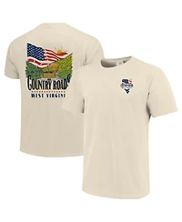 Image One Men's Cream West Virginia Mountaineers Country Roads Americana Comfort Colors T-Shirt
