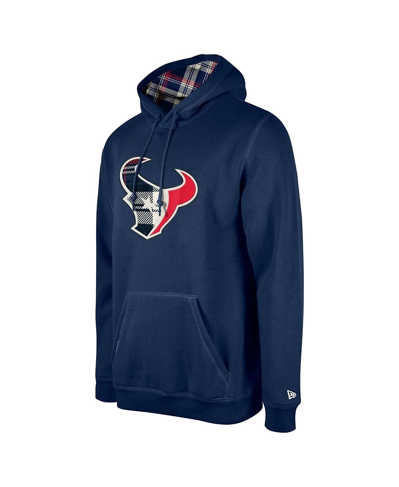 New Era Men's Navy Houston Texans 3rd Down Plaid Pullover Hoodie