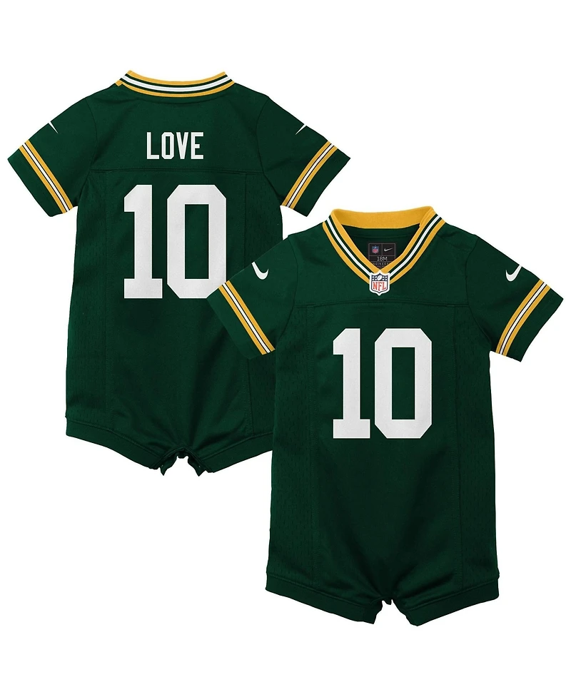Nike Baby Boys and Girls Jordan Love Green Bay Packers Game Romper Jersey