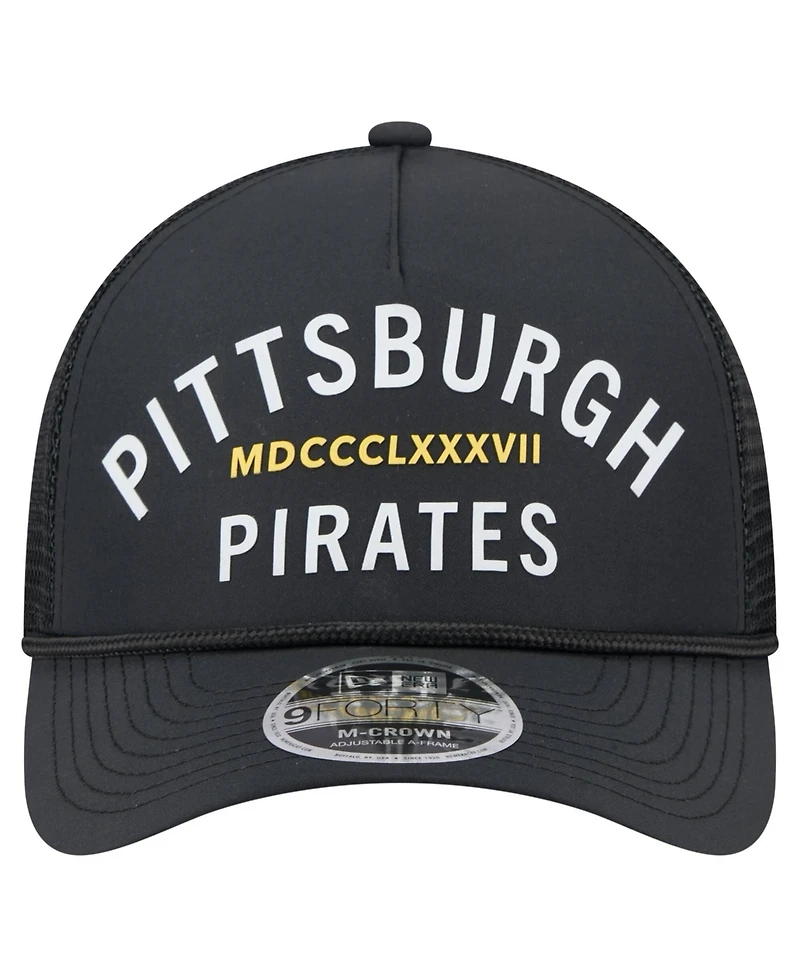 New Era Men's Black Pittsburgh Pirates Minimalist 9FORTY A-Frame Adjustable Hat
