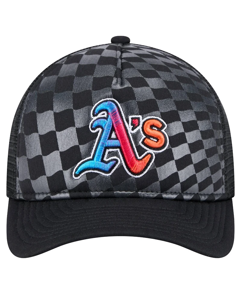 New Era Men's Black Athletics Gradient 9FORTY A-Frame M-Crown Trucker Adjustable Hat
