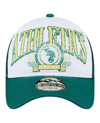 New Era Men's White/Kelly Green Oakland Athletics Cooperstown Collection Trucker A-Frame 9FORTY Adjustable Hat