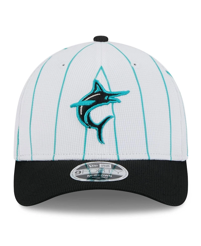 New Era Men's White/Black Miami Marlins 2025 Batting Practice 9FORTY M-Crown Adjustable Hat