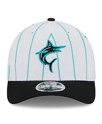 New Era Men's White/Black Miami Marlins 2025 Batting Practice 9FORTY M-Crown Adjustable Hat