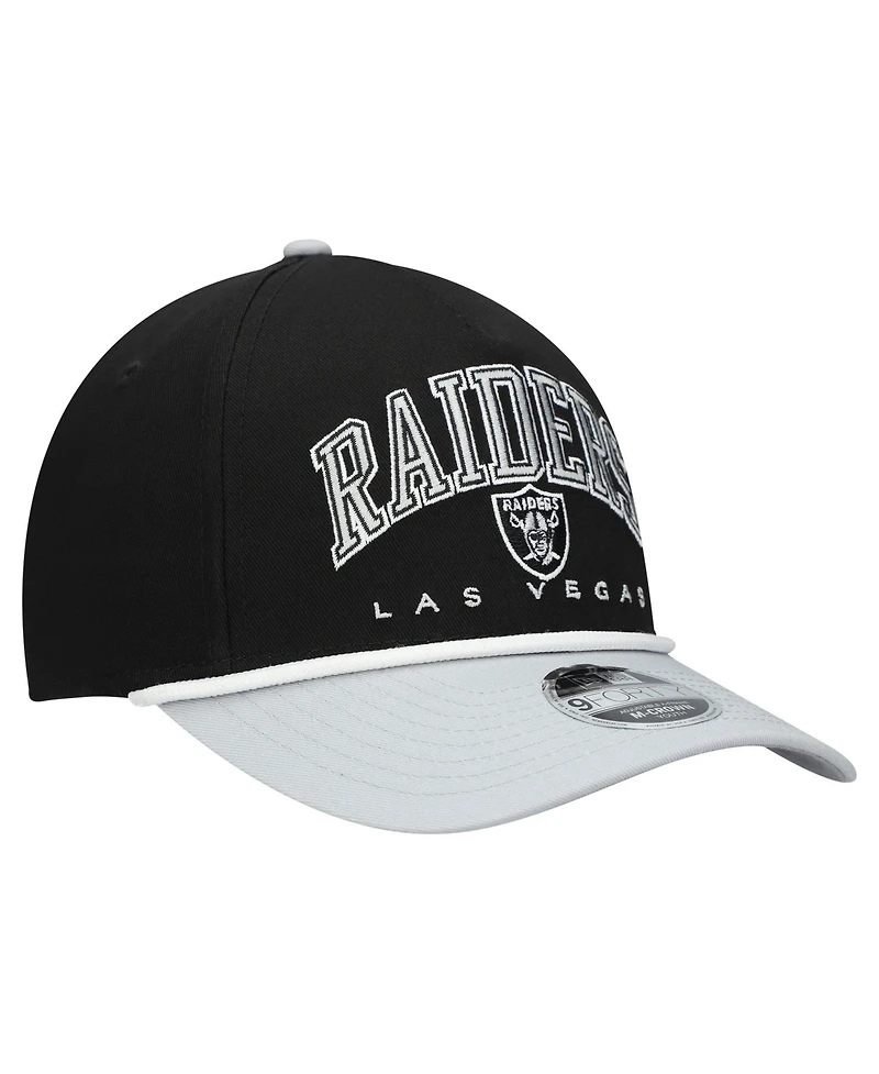 New Era Big Boys and Girls Black/Silver Las Vegas Raiders Arch Coolera 9FORTY A-Frame Adjustable Hat