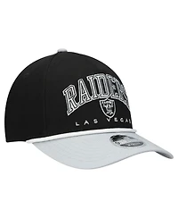 New Era Big Boys and Girls Black/Silver Las Vegas Raiders Arch Coolera 9FORTY A-Frame Adjustable Hat