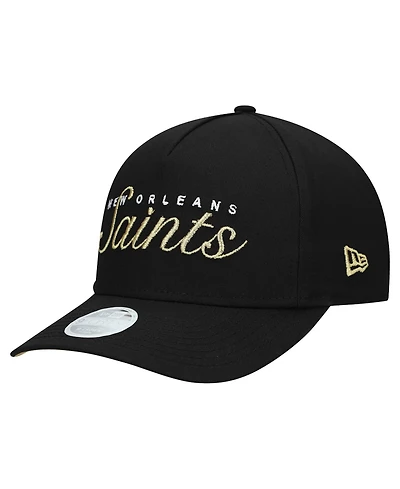 New Era Women's Black New Orleans Saints Metallic 9FORTY M-Crown A-Frame Adjustable Hat