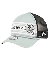 New Era Men's Silver Las Vegas Raiders Linear A-Frame 9FORTY Adjustable Hat