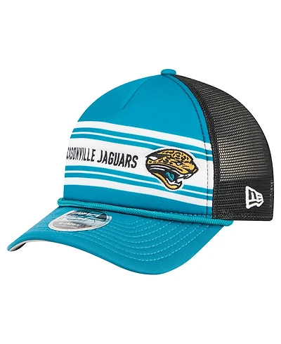 New Era Men's Teal Jacksonville Jaguars Throwback Linear A-Frame 9FORTY Adjustable Hat