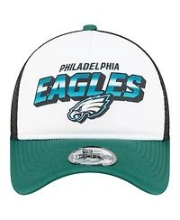 New Era Big Boys and Girls White/Green Philadelphia Eagles Streak 9FORTY A-Frame Adjustable Hat