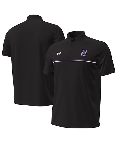 Under Armour Men's Black Northwestern Wildcats Performance Drive Chest Stripe Polo Shirt
