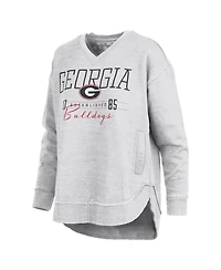 Pressbox Women's Georgia Bulldogs Marcus East Hall Poncho Graphic V-Neck Sweatshirt