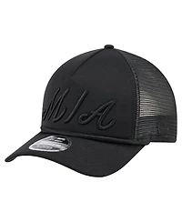 New Era Men's Black Miami Marlins City Initial 9FORTY A-Frame M-Crown Adjustable Trucker Hat