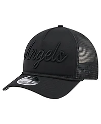 New Era Men's Black Los Angeles Angels City Initial 9FORTY A-Frame M-Crown Adjustable Trucker Hat