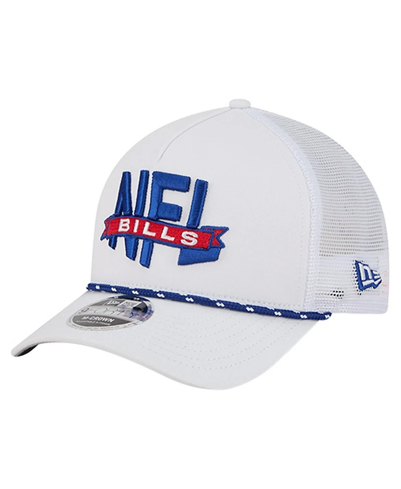 New Era Men's White Buffalo Bills Nfl 9FORTY A-Frame M-Crown Adjustable Trucker Hat