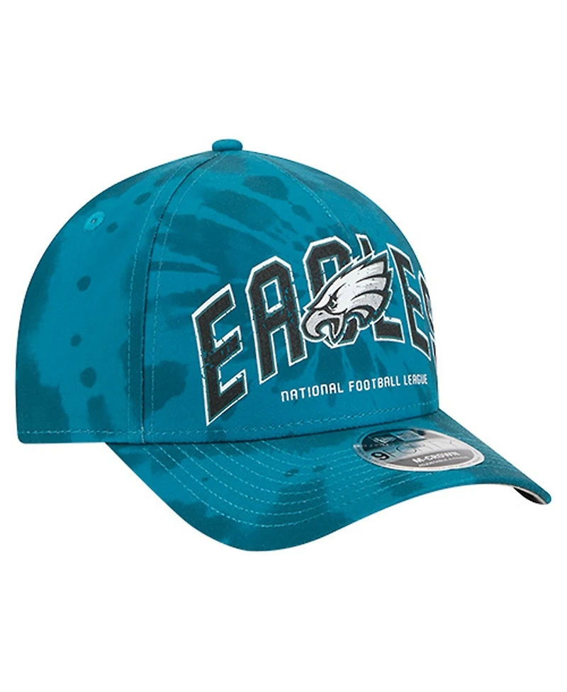 New Era Men's Midnight Green Philadelphia Eagles Tie Dye Fade 9Forty M-Crown A-Frame Adjustable Hat