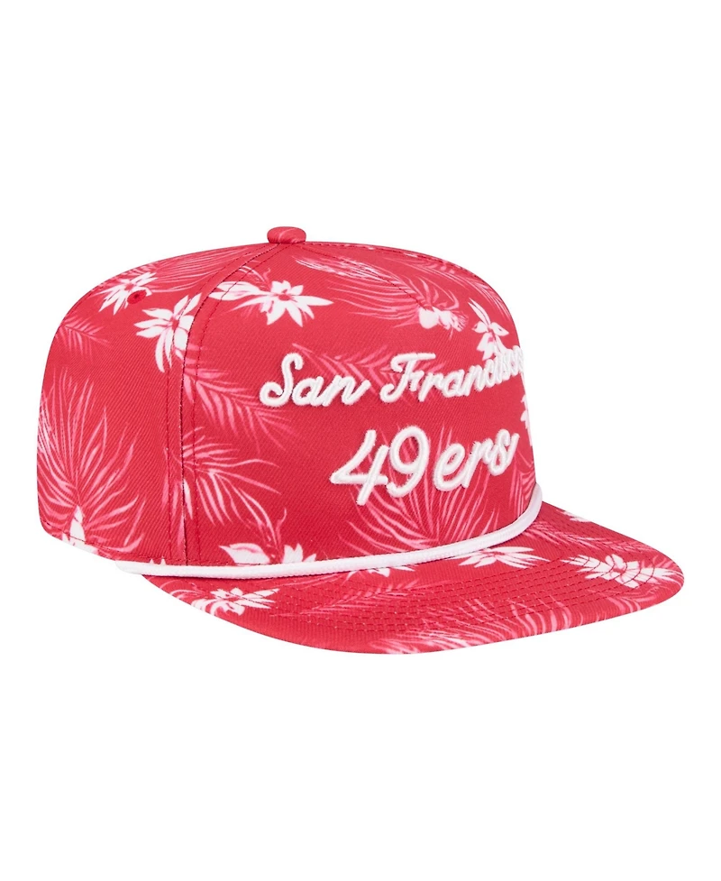 New Era Men's Scarlet San Francisco 49ers Palm Print A-Frame 9FIFTY Snapback Hat