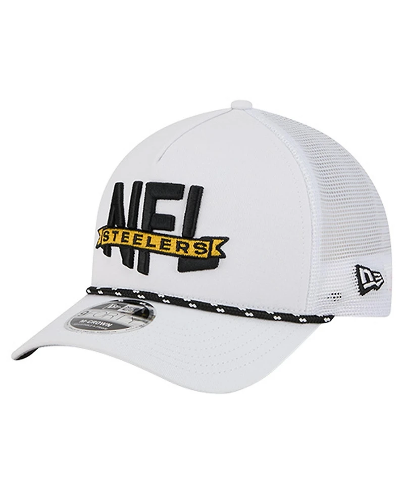New Era Men's White Pittsburgh Steelers Nfl 9FORTY A-Frame M-Crown Adjustable Trucker Hat