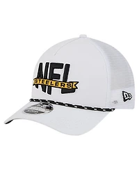 New Era Men's White Pittsburgh Steelers Nfl 9FORTY A-Frame M-Crown Adjustable Trucker Hat