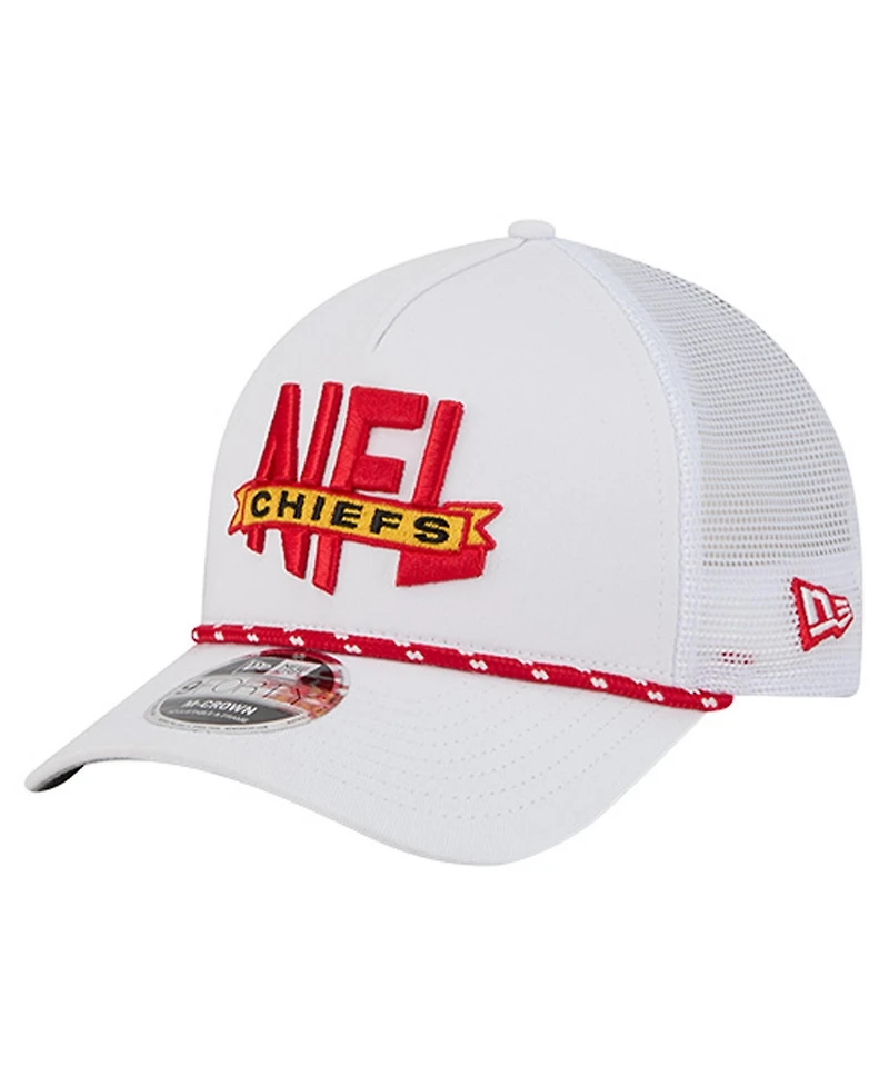 New Era Men's White Kansas City Chiefs Nfl 9FORTY A-Frame M-Crown Adjustable Trucker Hat