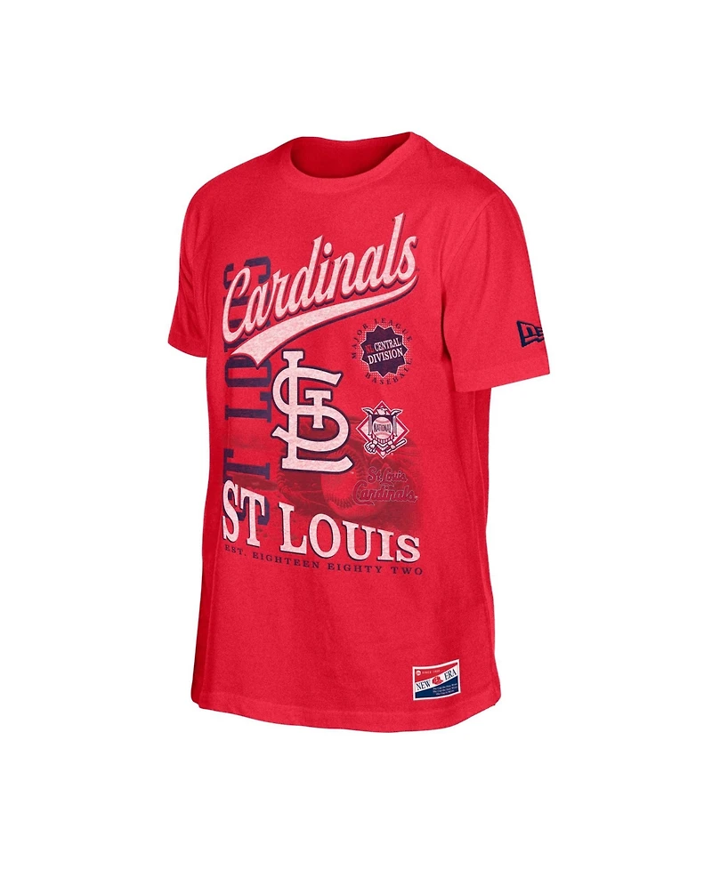 New Era Men's Red St. Louis Cardinals Oversized Throwback Distressed T-Shirt