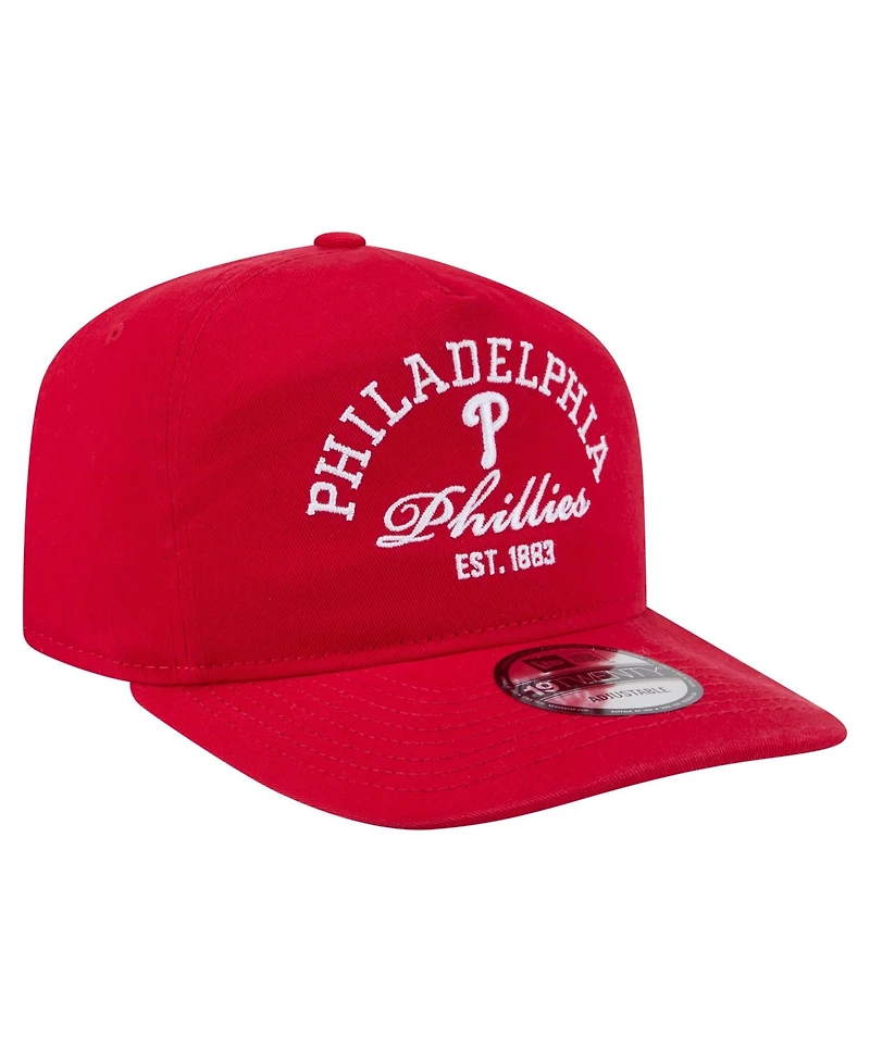 New Era Men's Red Philadelphia Phillies Stacked 19TWENTY Adjustable Hat