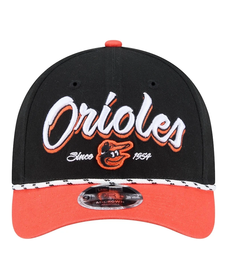 New Era Men's Black/Orange Baltimore Orioles Team Loyal 9FORTY M-Crown Adjustable Hat
