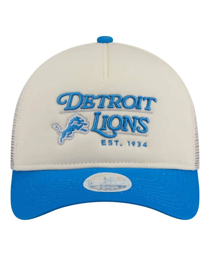 New Era Women's Cream/Blue Detroit Lions Retro A-Frame 9FORTY Adjustable Hat