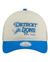 New Era Women's Cream/Blue Detroit Lions Retro A-Frame 9FORTY Adjustable Hat