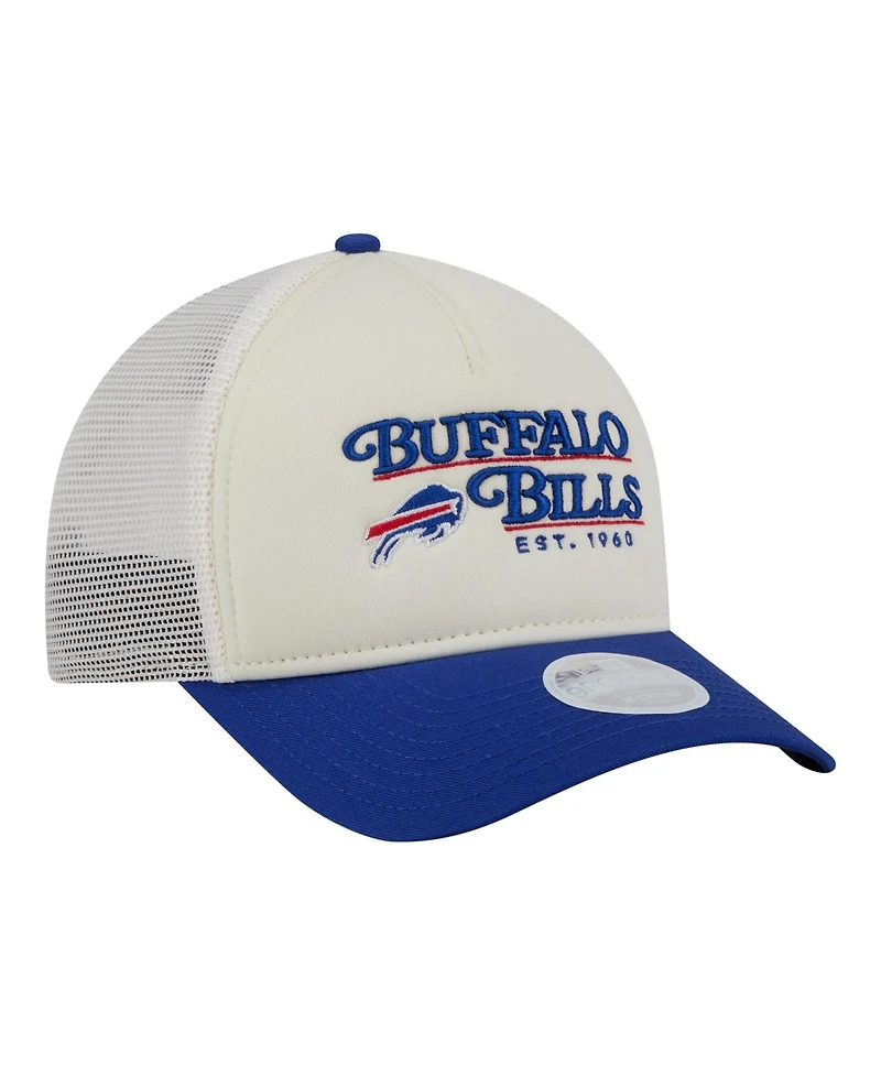 New Era Women's Cream/Royal Buffalo Bills Retro A-Frame 9FORTY Adjustable Hat